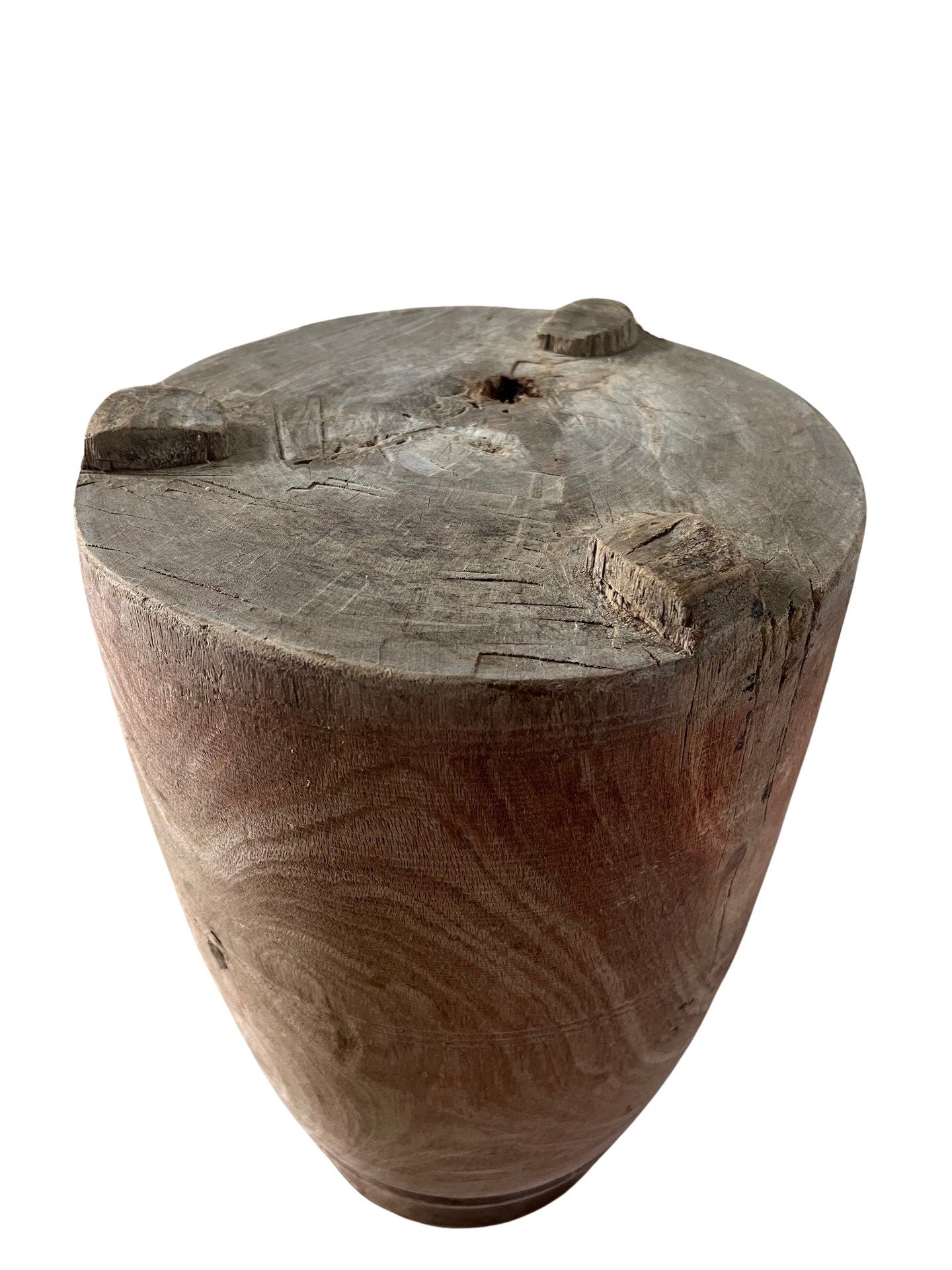 Large Antique Solid Wood 19th Century Tribal Ghee Pot Vessel