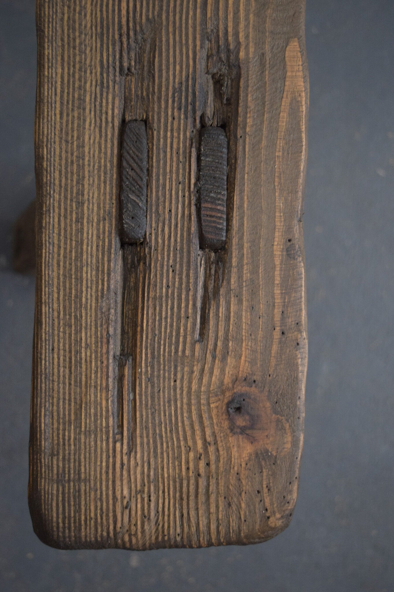 Small Dark wooden slender bench 38.5" L