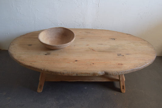 Large Oversized Solid Wood Oval Coffee Table