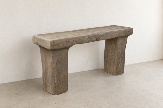 Hand-shaped details and solid wood construction on The Juniper Console