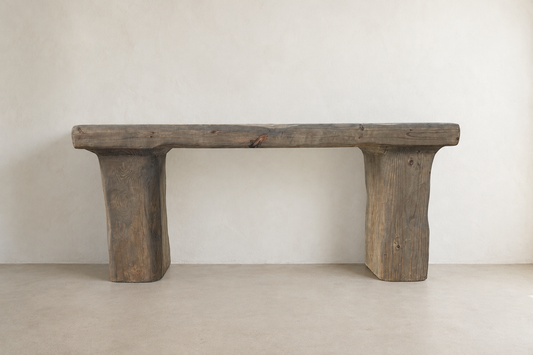 Sculptural solid wood profile of The Juniper Console