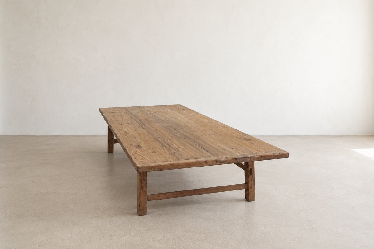 The Atelier Coffee Table, oversized solid wood coffee table, three-quarter view