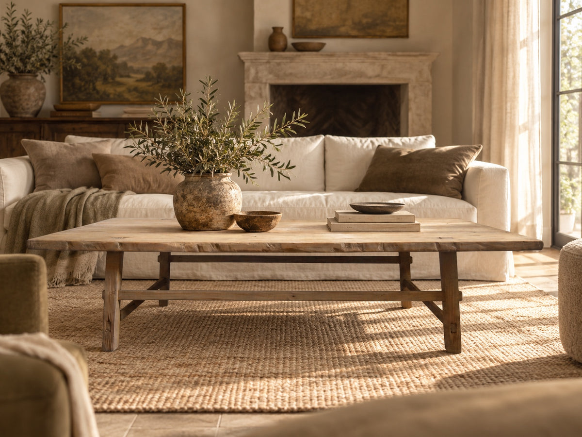 The Atelier Coffee Table styled in a warm European-inspired living room