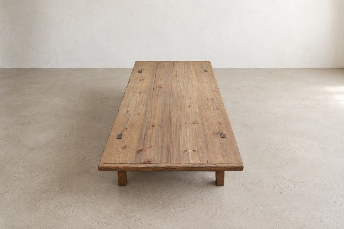 The Atelier Coffee Table, oversized solid wood coffee table viewed from above