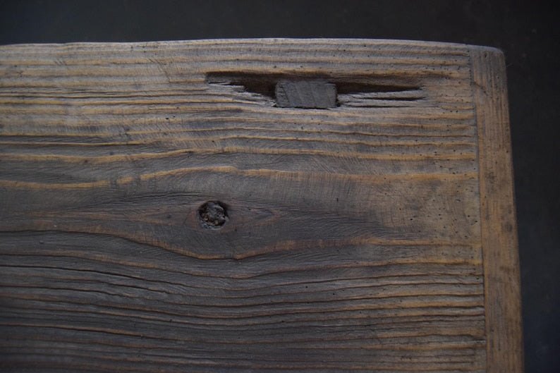 Close-up of the handmade dark walnut finish