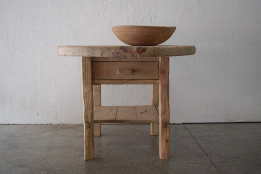 Made-To-Order: Large Round Accent Table With Drawer And Shelf 30" in Diameter