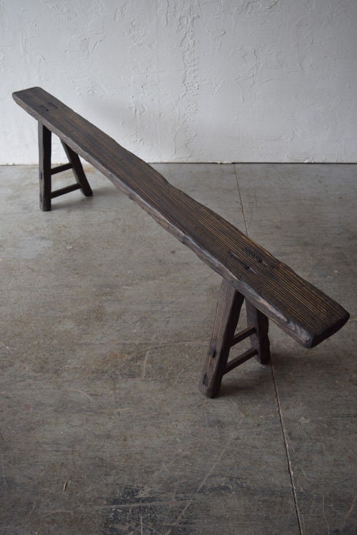 Made-To-Order: Long Slender Wooden Bench Dark