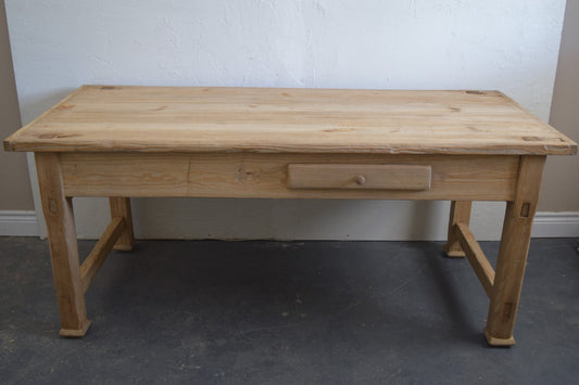 Large Wooden Farmhouse Table 74" Long