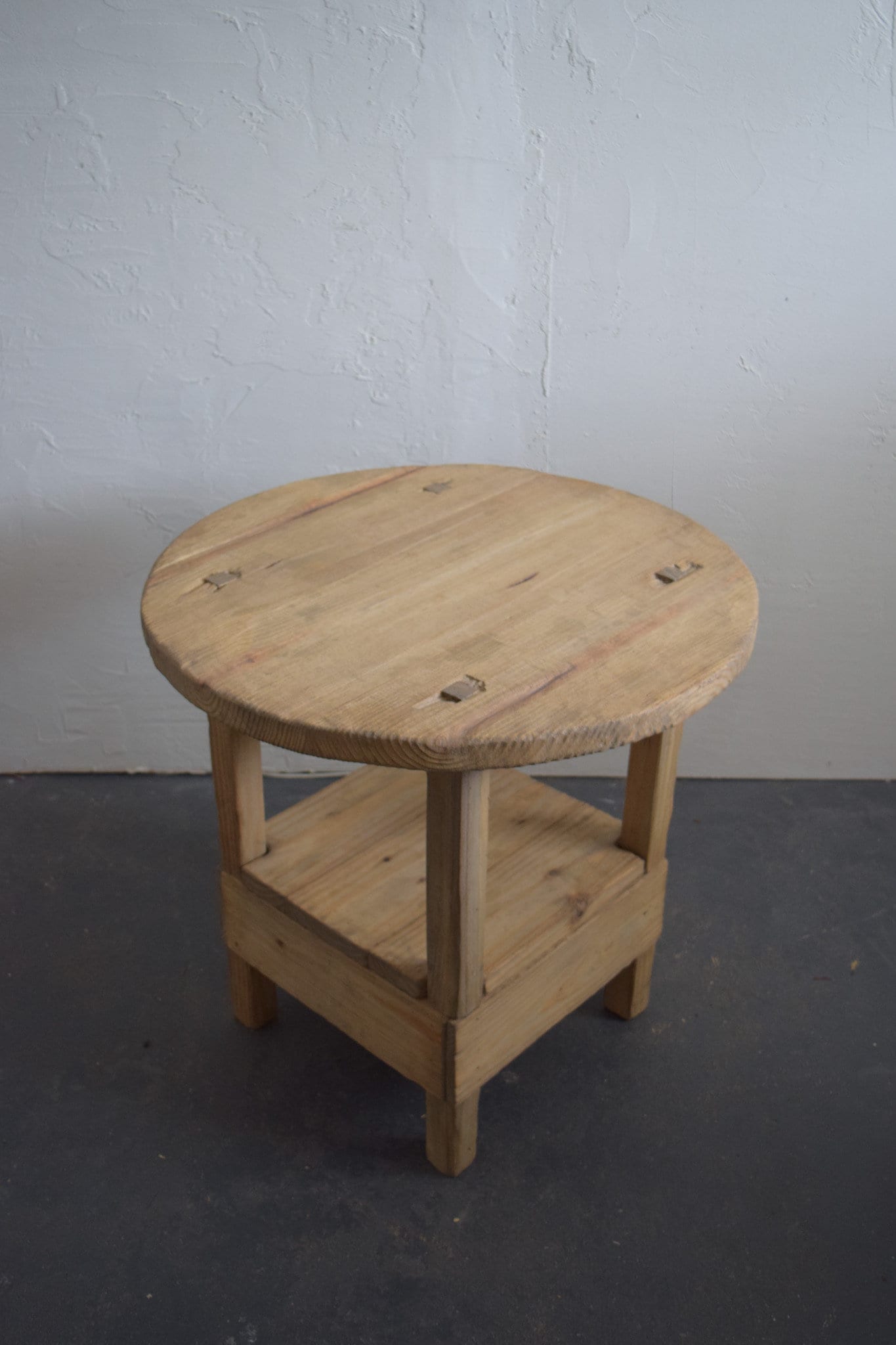 Large Round Side Table With Shelf